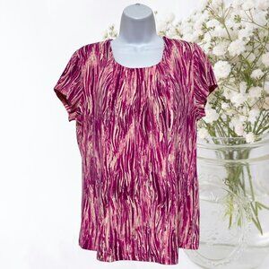 Studio Works-Women's Large Top Pullover Short Sleeve-Cotton, Modal, Spandex